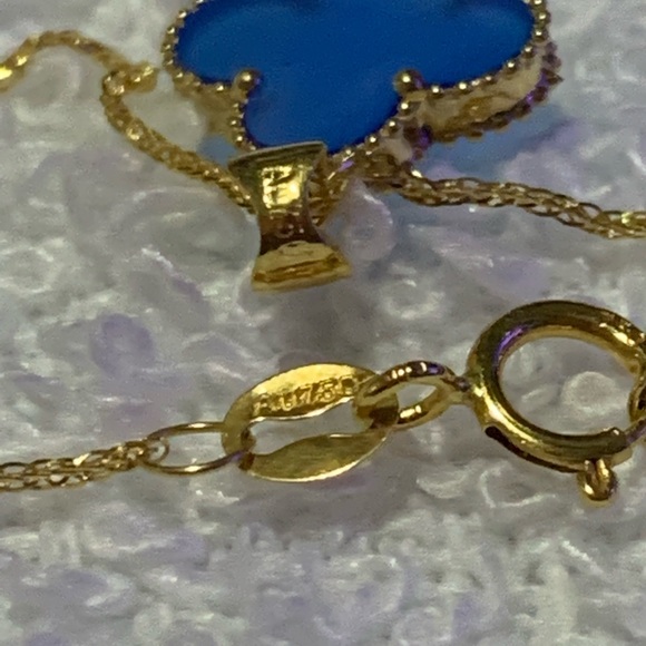 18k Solid Gold Clover 2-1 set - Blue - Picture 6 of 7